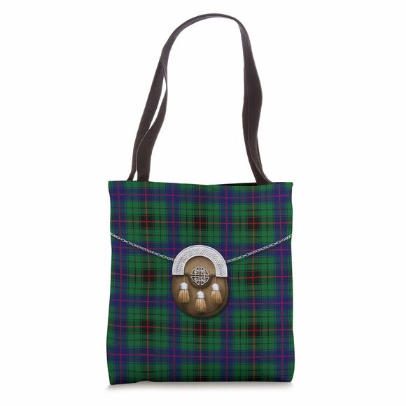 Scottish Clan Davidson Tartan Plaid With Sporran Tote Bag Uwu ;) - Picture 1 of 4